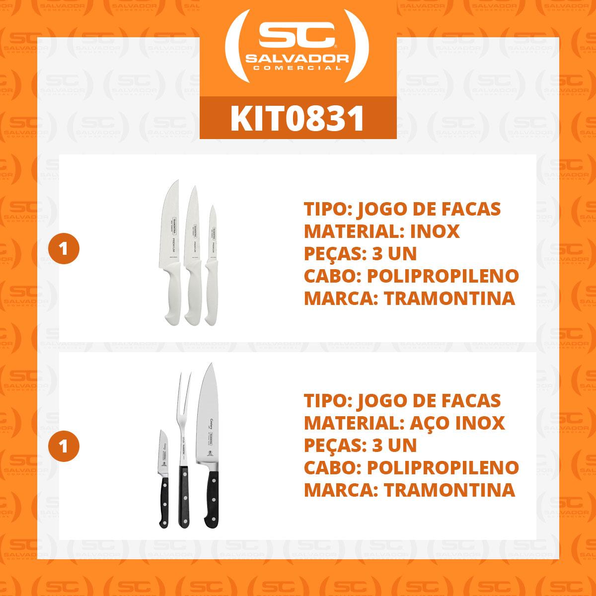 Kit - Faqueiro Premium 3 Peças + 1 Jogo de Faca Profissional Century 3 Peças - Tramontina