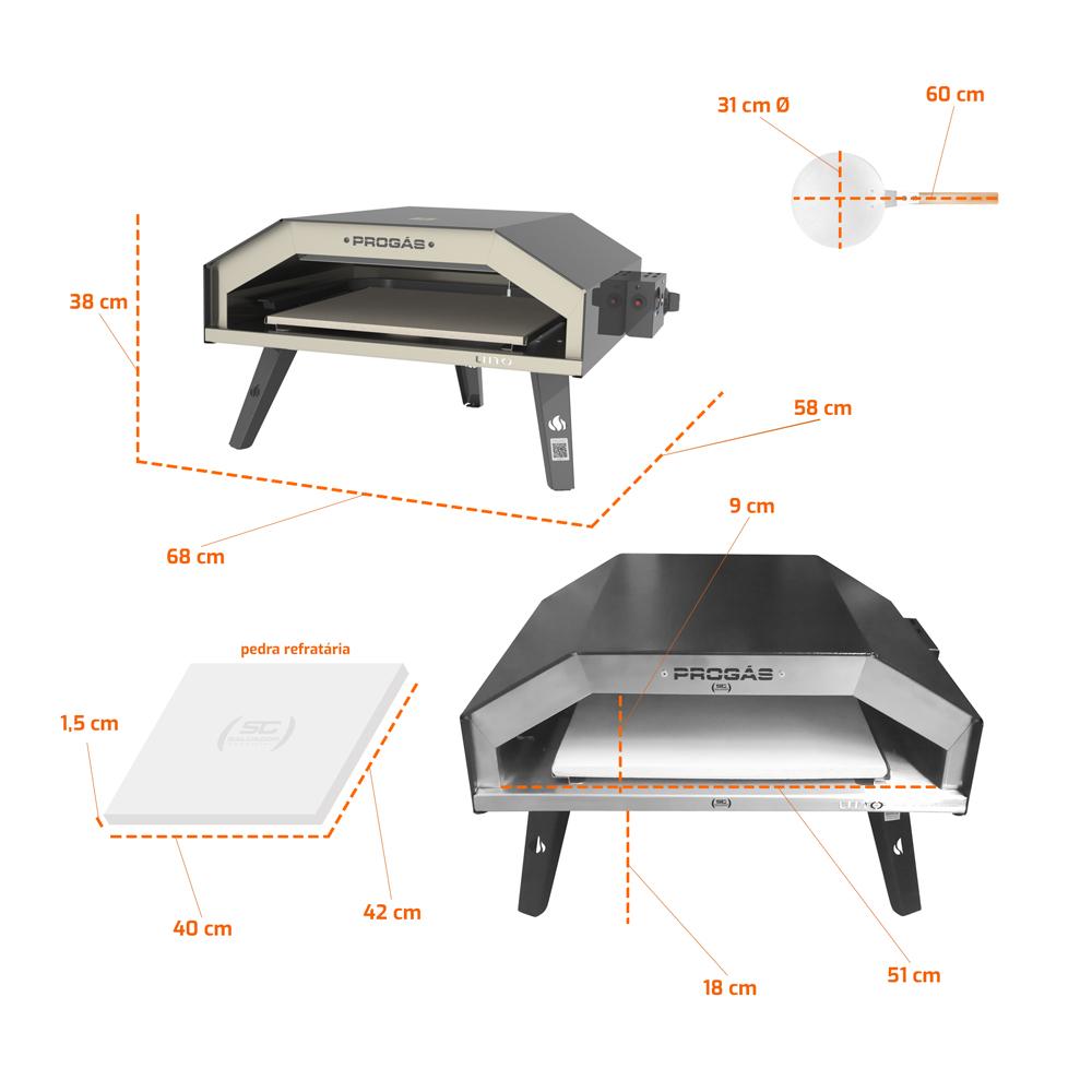Forno Refratário Industrial a Gás Inox para Pizza 40cm 83L PRUNO-40 - Progás