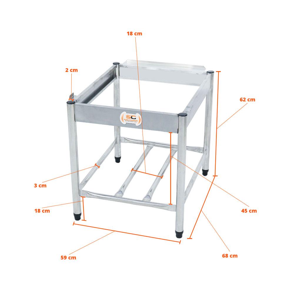 Cavalete de Apoio Inox Chapa Char Broiler Americana Cg60 Cgg60 Mod Cecgp60 - Venâncio