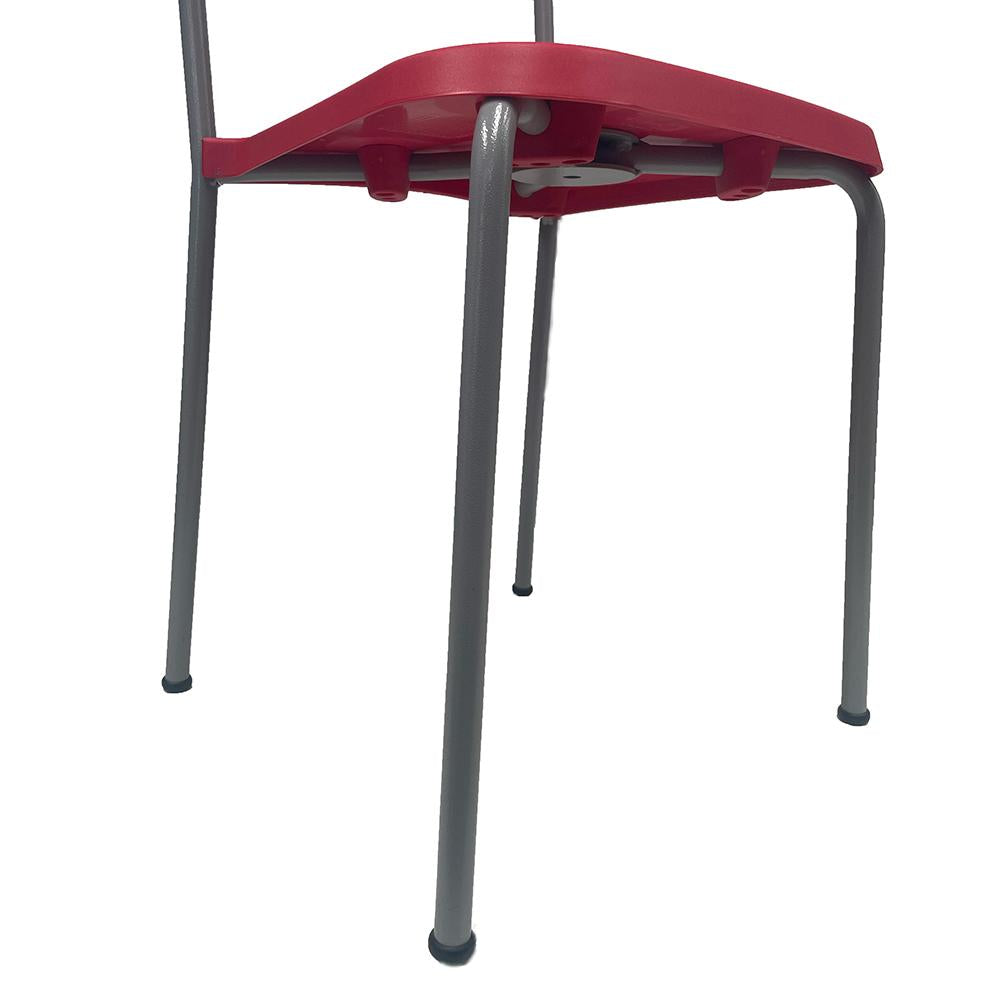 SEMINOVO - Conjunto com 8 Cadeiras de Metal Macerata Pés Retos Vermelha Acento em Plástico - Benfati