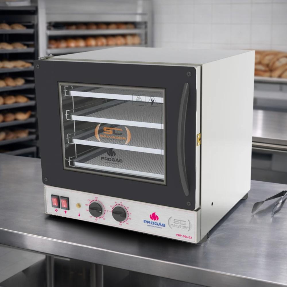 Kit Forno Turbo Elétrico Profissional Analogico Prp-004 g2 220v Preto + 8 Grades - Progás
