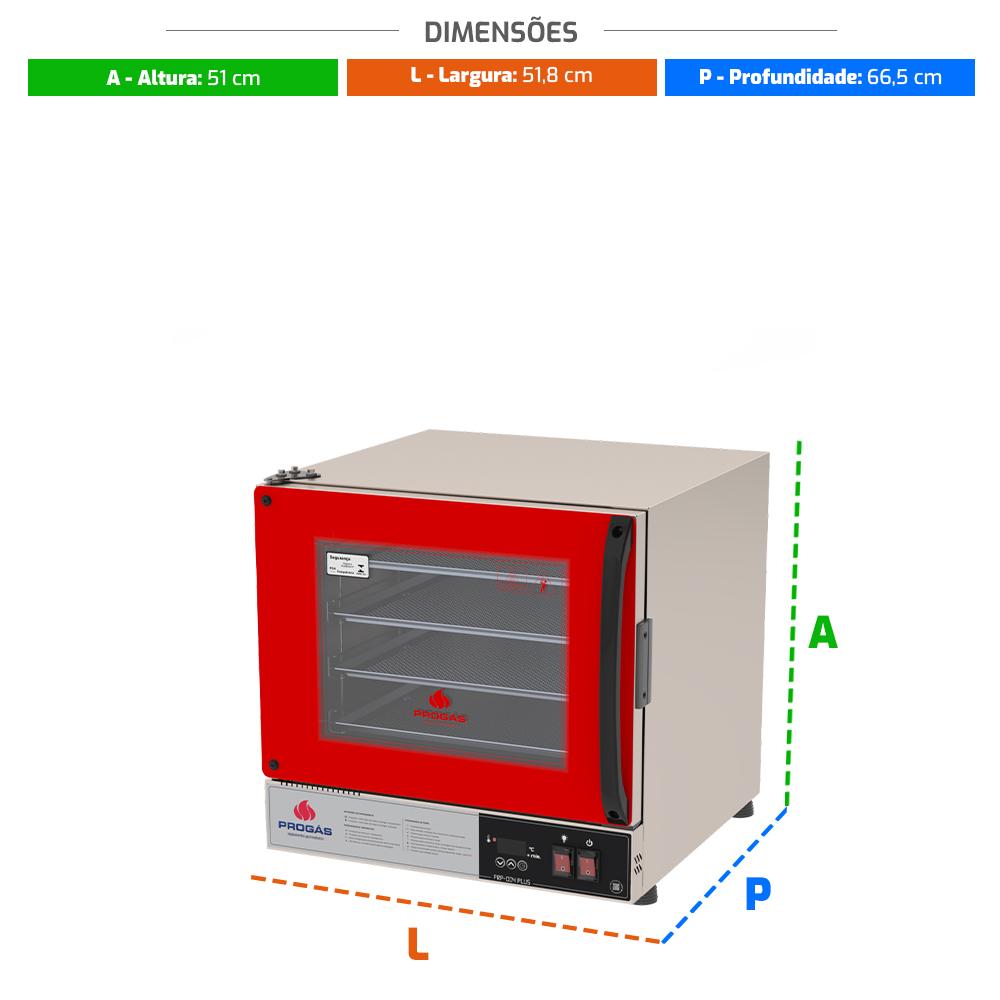 Forno Turbo Prp-004 Plus 127v Vermelho + Bancada Mes-004 Progás + 4 Assadeiras Cimapi
