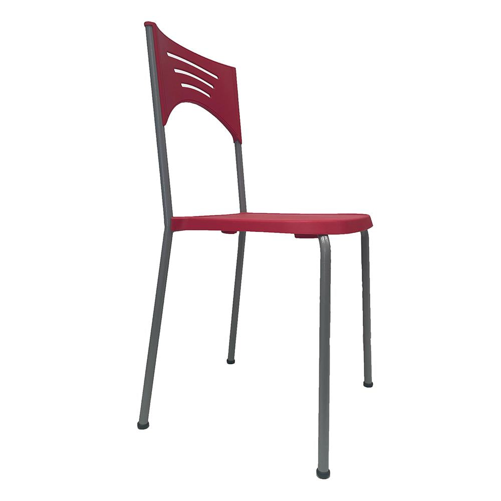 SEMINOVO - Conjunto com 8 Cadeiras de Metal Macerata Pés Retos Vermelha Acento em Plástico - Benfati