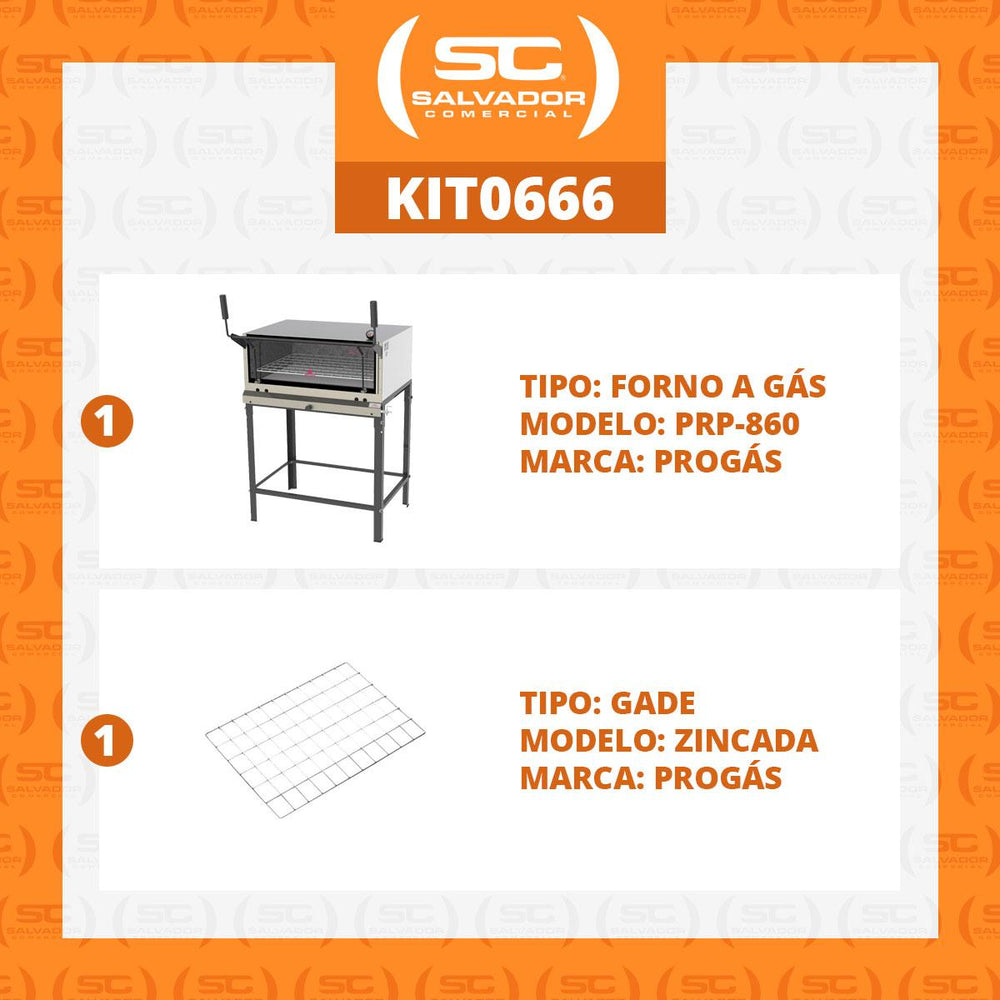 Kit Forno De Lastro a Gás Refratário PRP-860 + Grade Extra - Progás
