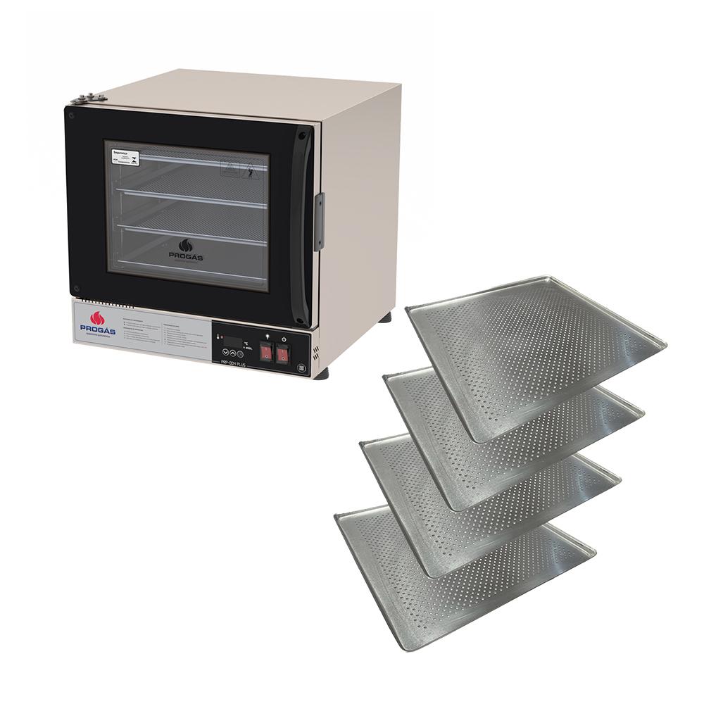 Kit Forno Turbo Elétrico PRP-004 Plus 220V Preto Progás + 4 Assadeiras Cimapi