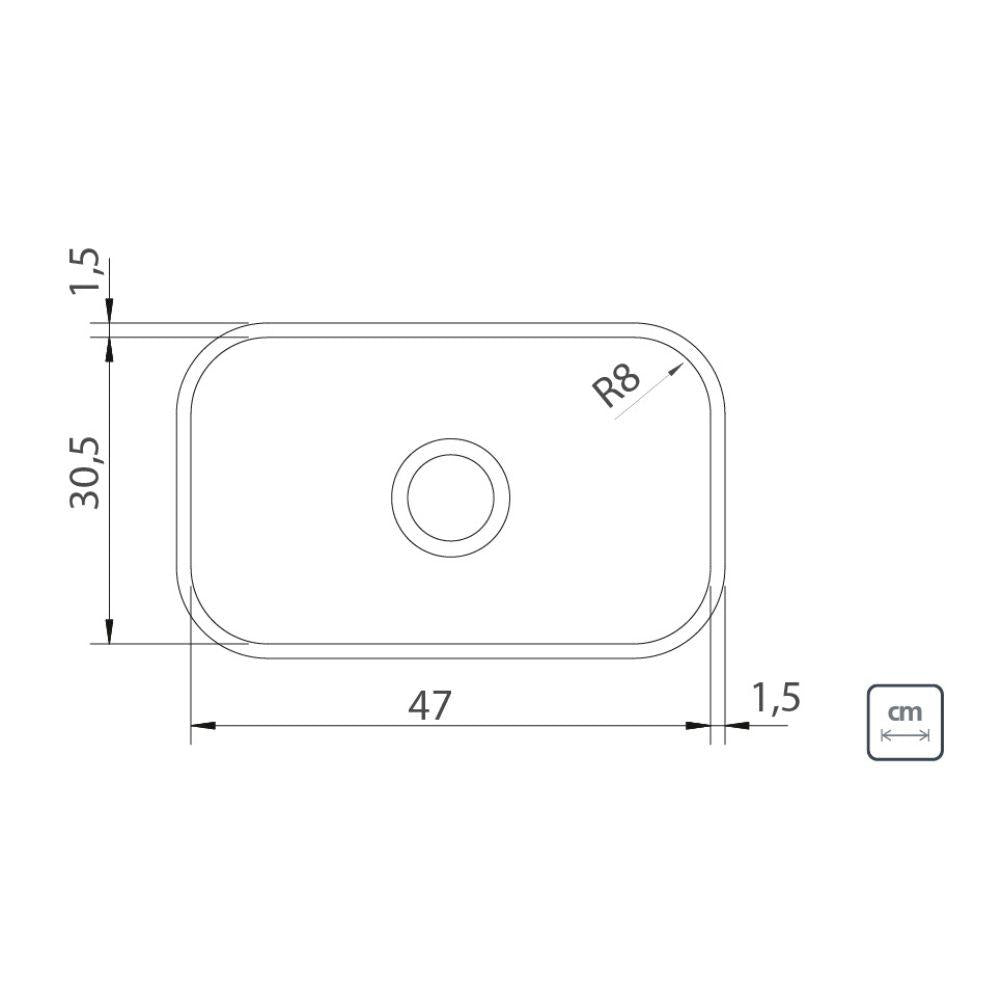 Cuba de Embutir em Aço Inox 47x30 Basic 47 bl - Tramontina 94083556