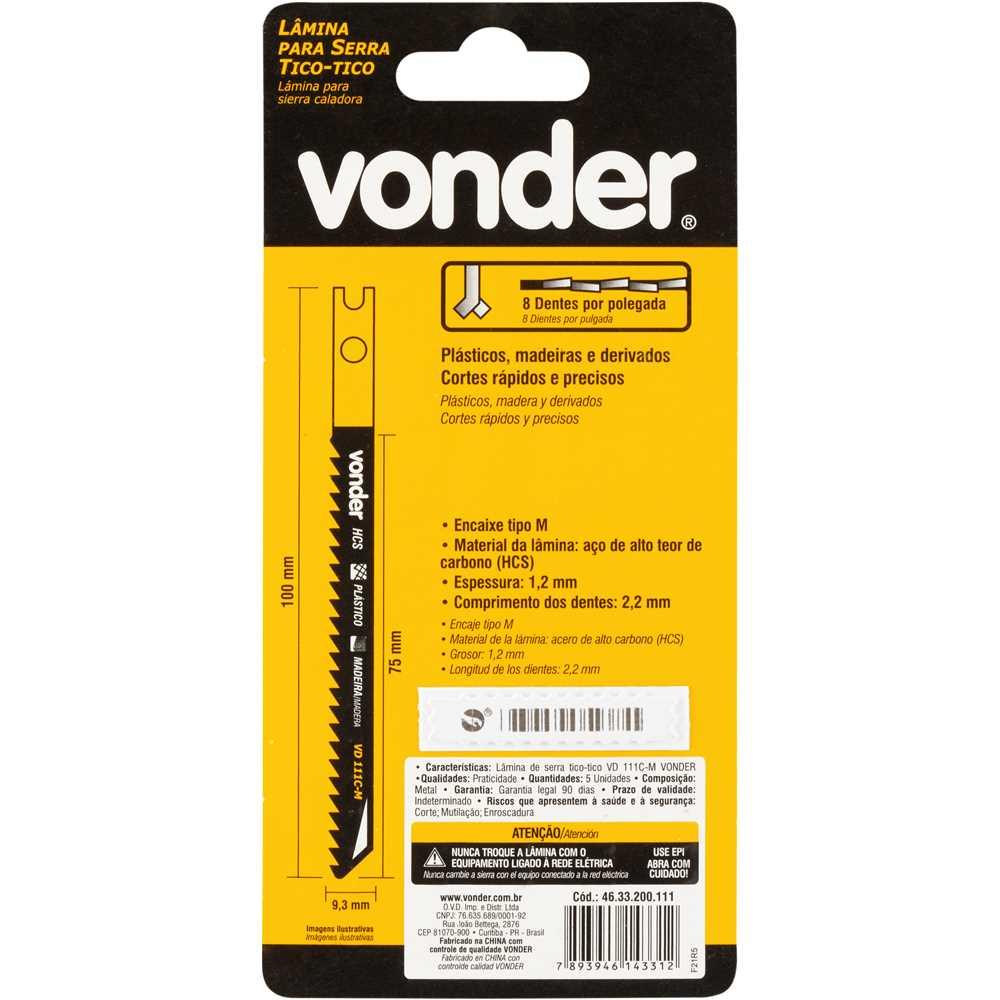 Conjunto Com 5 Unidades de Lâmina de Serra Tico-tico VD111C-M - Vonder 4633200111