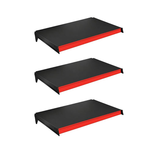 Kit 3 Bandejas Prateleiras 40x73 P/gôndola New Plus Preta Porta Etiquetas Vermelho - SA Gôndolas