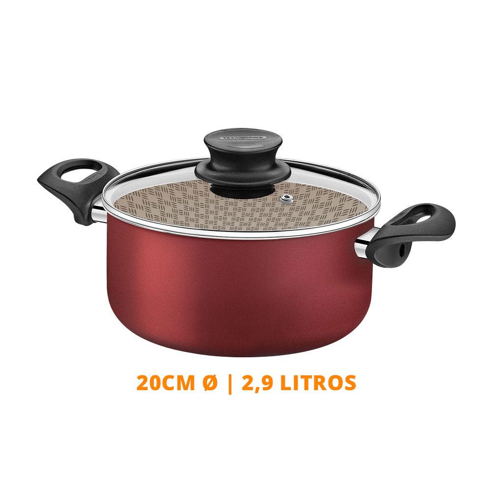 Conjunto Panelas Paris Antiaderente 2 Peças com Espátula de Silicone Vermelha – Tramontina