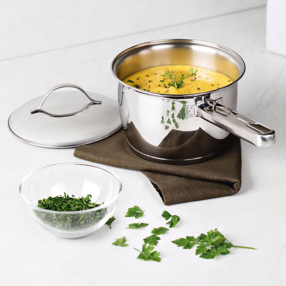 Panela Caldeirão com Cabo Allegra Aço Inox Fundo Triplo 16 cm 2,1L PITA8 - Tramontina 62657160