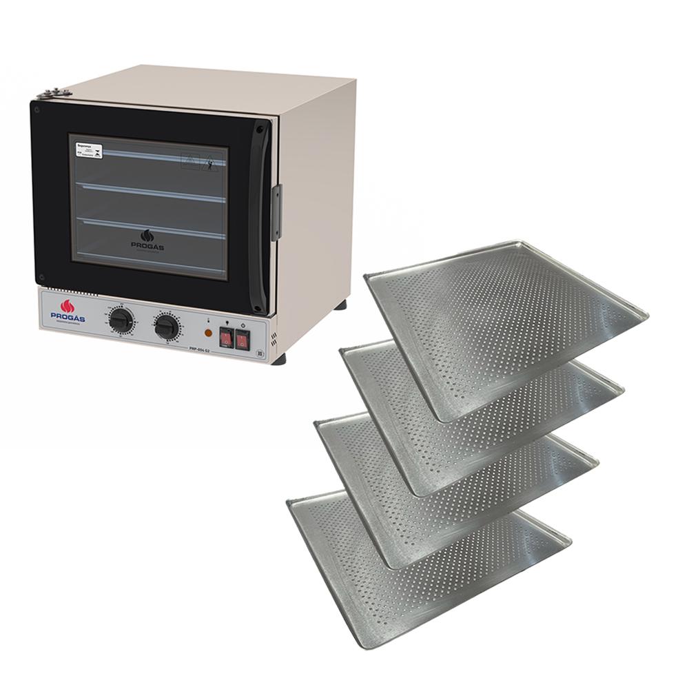 Kit Forno Turbo Elétrico PRP-004 G2 127V Preto Progás + 4 Assadeiras Cimapi