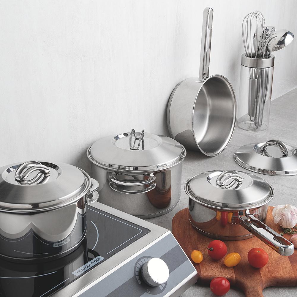 Jogo de Panelas Solar em Aço Inox Com Fundo Triplo Indução 4 Peças - Tramontina 65510760