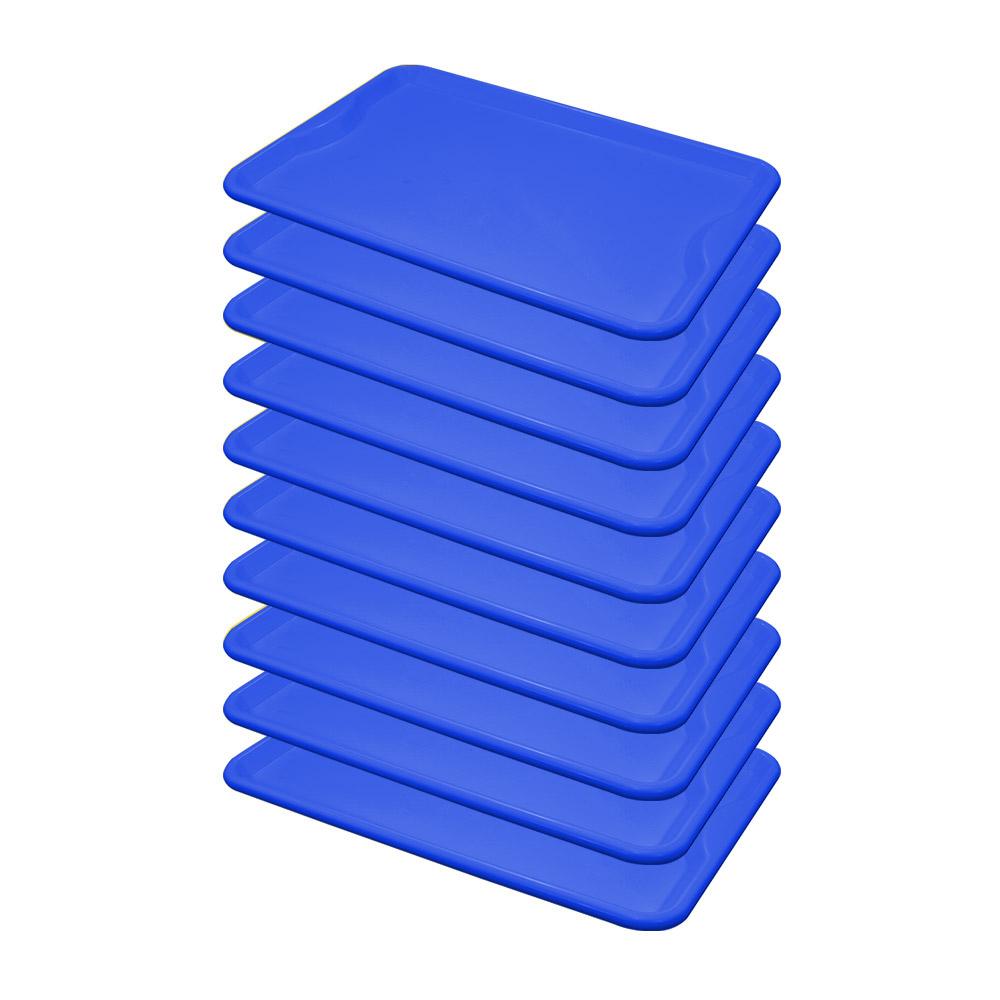 Conjunto 10 Bandejas Plásticas Self-Service Refeição 48x32,5x2 BR-100 Azul - Della Plast
