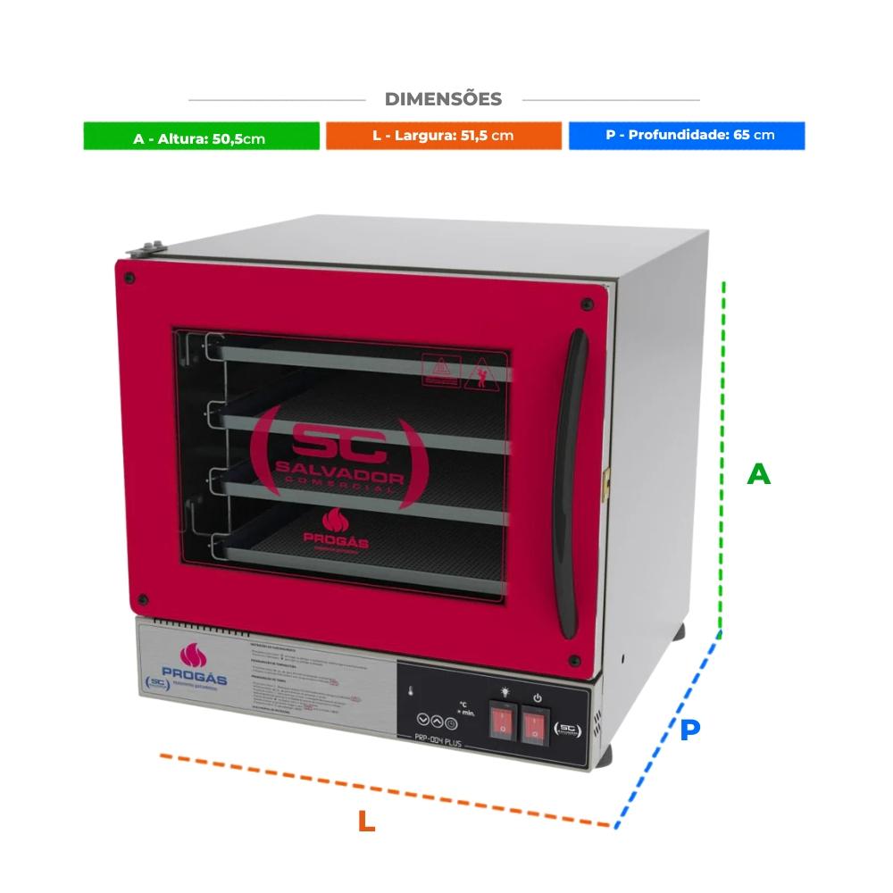 Kit Forno Turbo Elétrico Profissional Digital PRP-004 Plus 127V Vermelho + 4 Grades - Progás