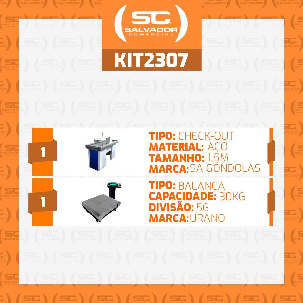 Kit Caixa Supermercado Empacotador Azul 1,50m Check-Out + Balança Bivolt 30kg Urano