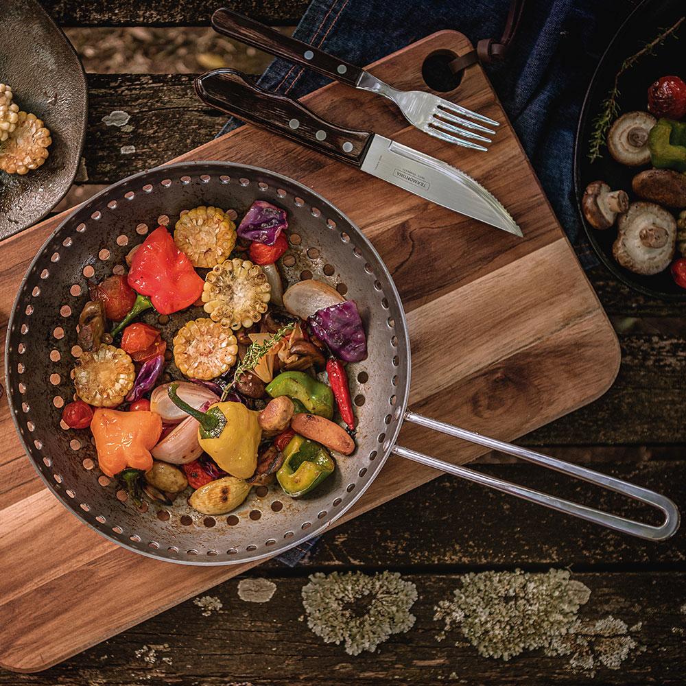 Grelha Wok Furada Churrasco em Alumínio Anodizado Com Cabo 26 cm ø – Tramontina 20847026