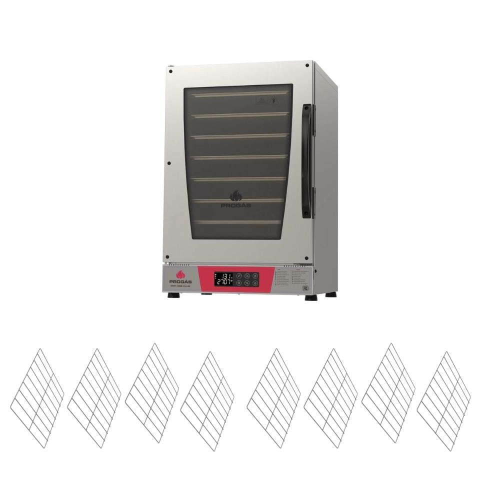 Kit Forno Turbo Elétrico Profissional Digital Prp-008 Plus 220v Vermelho + 8 Grades - Progás