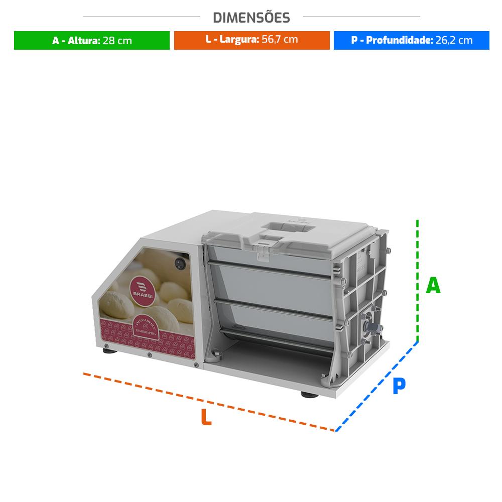 Amassadeira Masseira Compacta Profissional Semirrápida 3kg Cuba Inox Ali-03 g2  - Braesi 220v