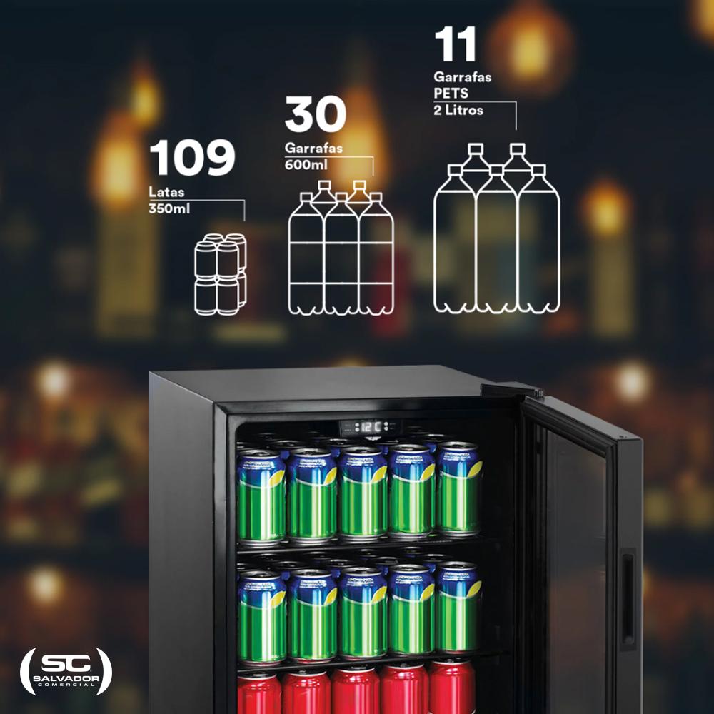 Frigobar 124 Litros Refrigerador Expositor Preto Eco Gelo EEV120P 127V - EOS B168837