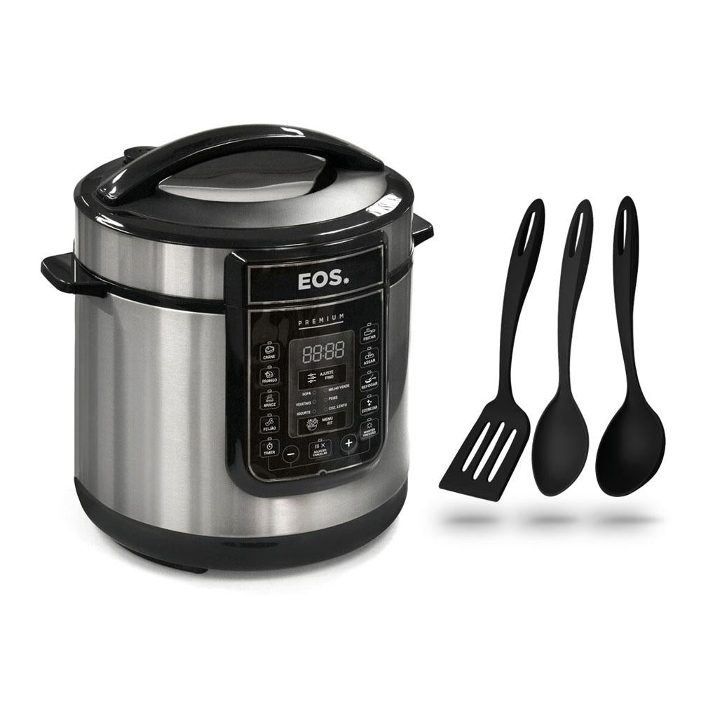Kit Panela De Pressão Elétrica Digital EPP60DI 220V EOS + Utensílios Tramontina