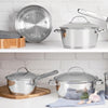 Jogo de Panelas Allegra Aço Inox Fundo Triplo Tampas de Inox 7 Peças - Tramontina 65650170