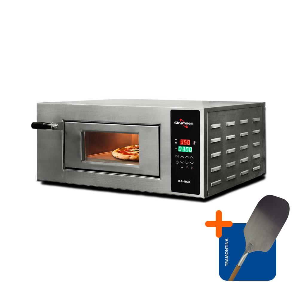 Forno De Lastro Elétrico Refratário Digital FLP-400D 220V Skymsen + Pá Pizza