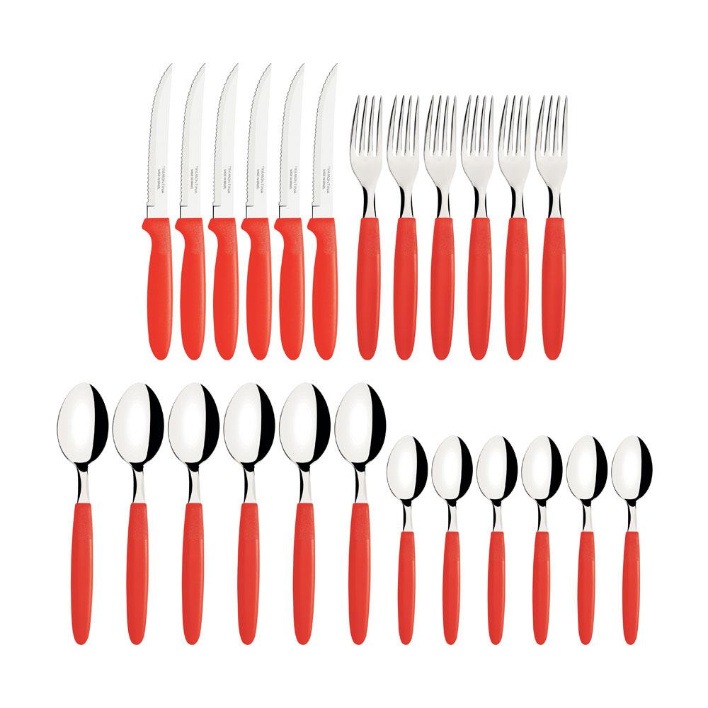 Conjunto Faqueiro 24 Peças Ipanema Lâmina Inox Cabo Vermelho - Tramontina 23399791