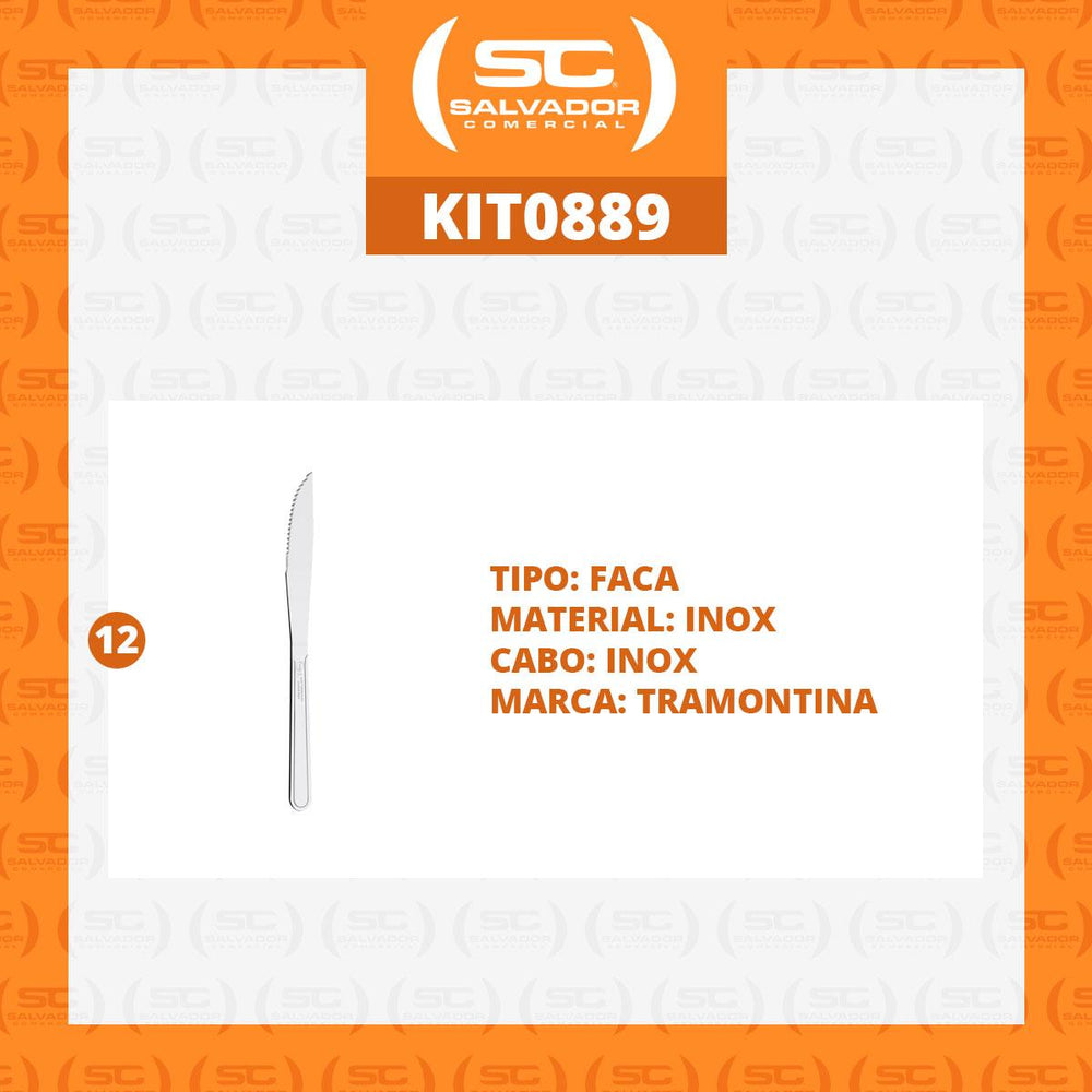 Kit 12 Facas para Churrasco Búzios em Aço Inox FIBAG - Tramontina
