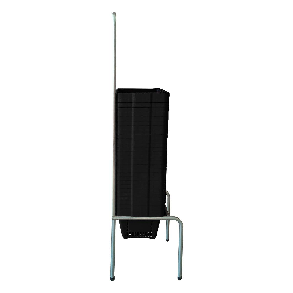Kit - Suporte Para Cestos de Compras Simples + 30 Cestos D100 Preto