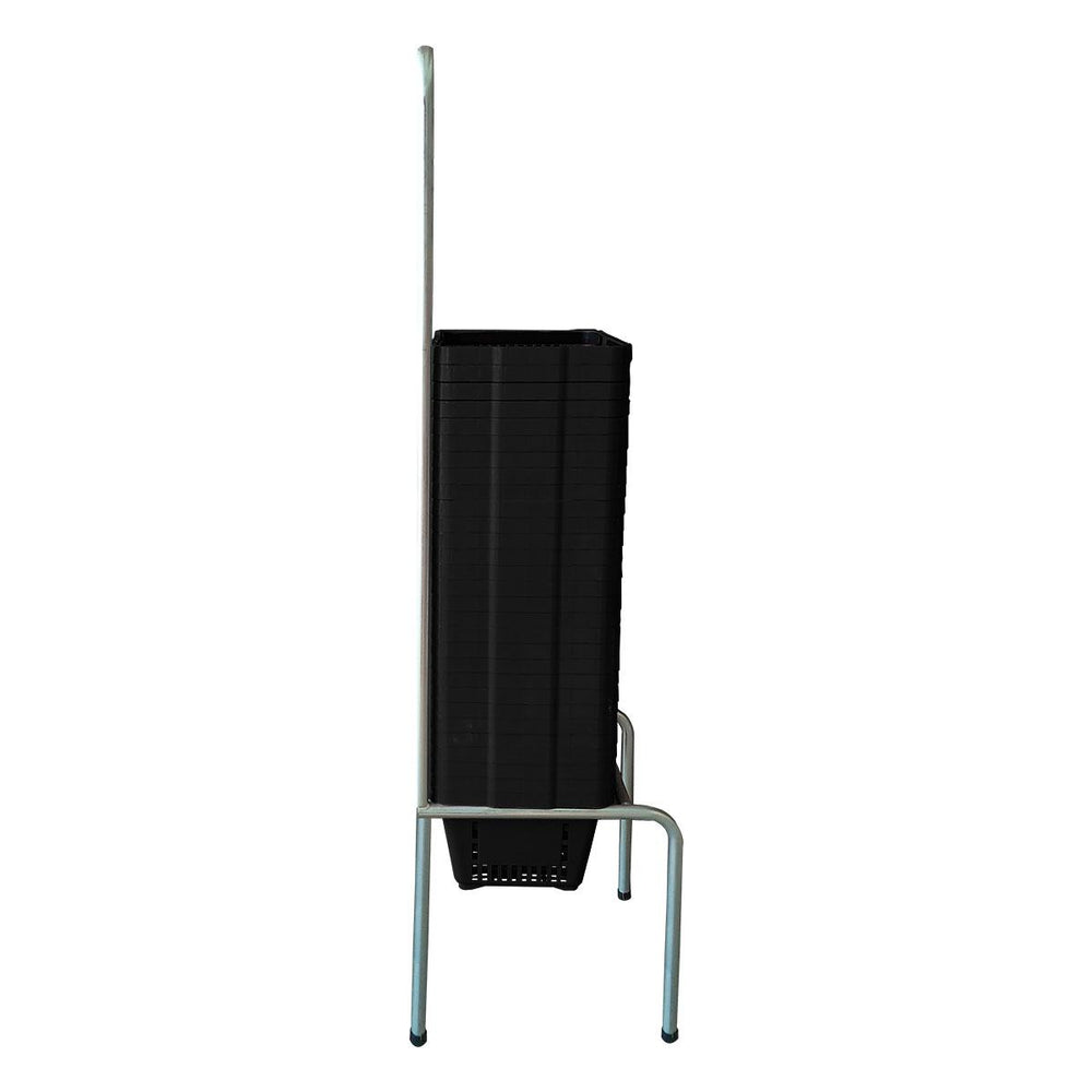 Kit - Suporte Para Cestos de Compras Simples + 30 Cestos D100 Preto