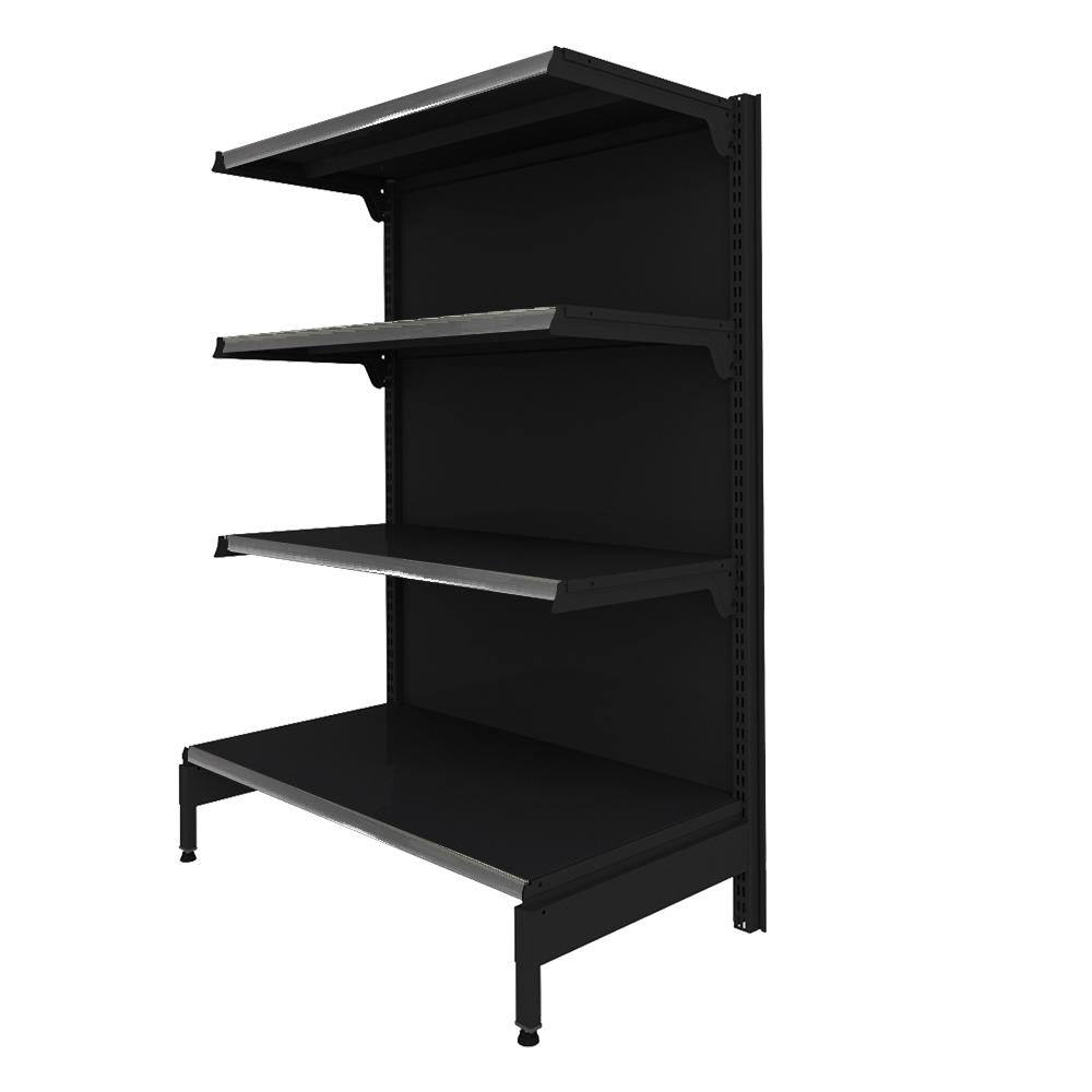 Gôndola Prateleira Preta New Plus 1,40 Ponta GP - Sa Gôndolas Porta Etiquetas Cinza