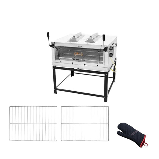 Forno Gás Industrial Infra Refratária Roma Inox Firiv110 + 2 Grades Extra + Luva Térmica - Venâncio