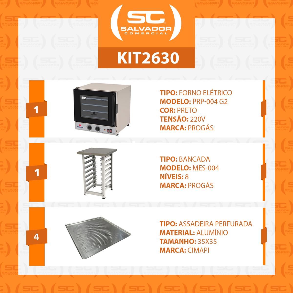 Forno Turbo Prp-004 g2 220v Preto + Bancada Mes-004 Progás + 4 Assadeiras Cimapi