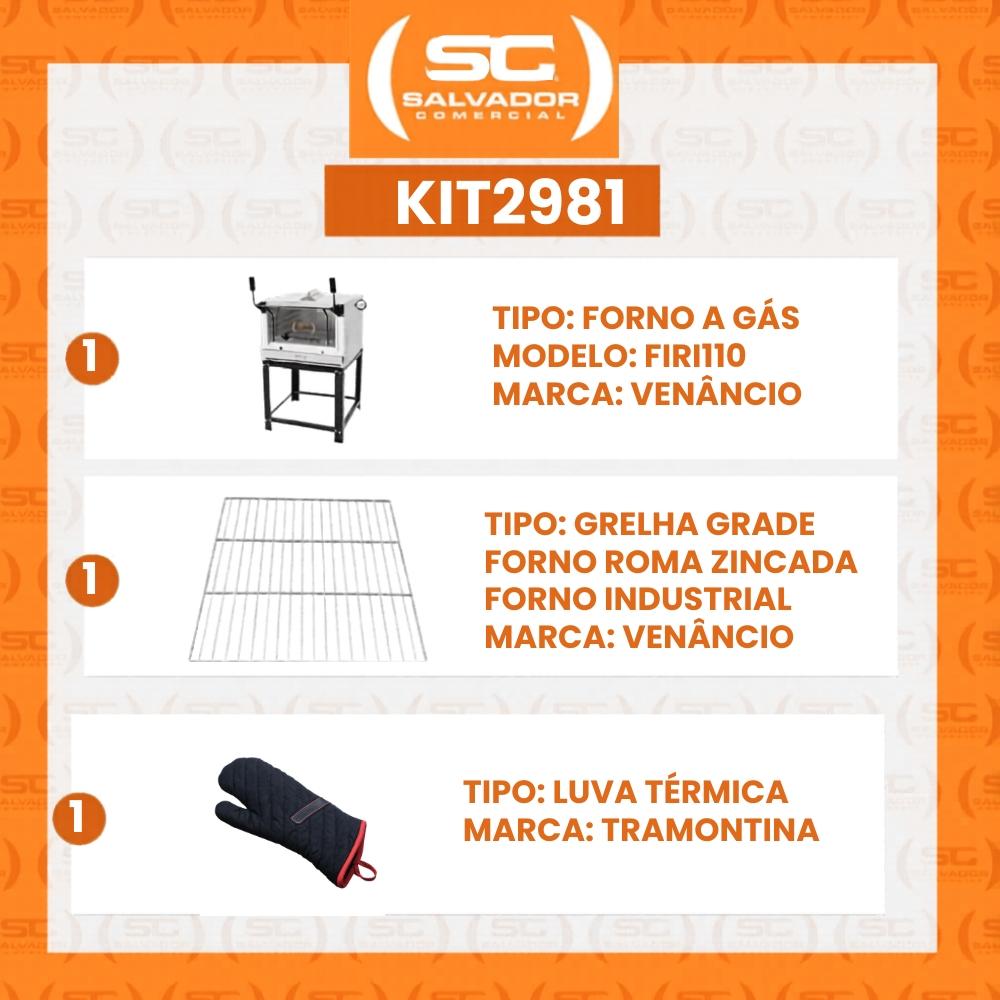 Forno Gás Industrial Pedra Refratária Roma Inox Firi110 + 1 Grade Extra + Luva Térmica - Venâncio