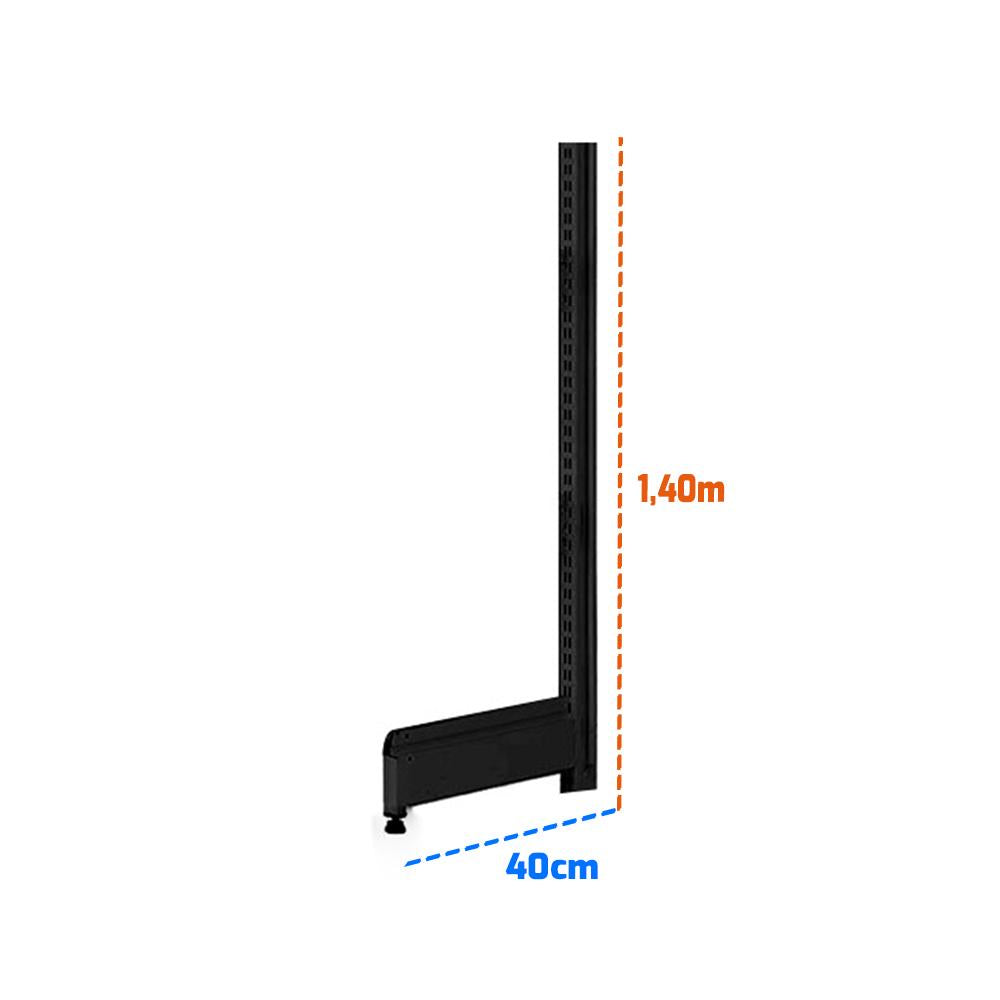 Pé Coluna New Plus Para Gôndolas De Supermercado 1,40m Base de 40cm Preto - Sa Gôndolas