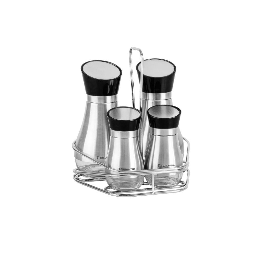 Conjunto Galheteiro 5 Peças em Vidro e Aço Inox Realce - Tramontina 61119200