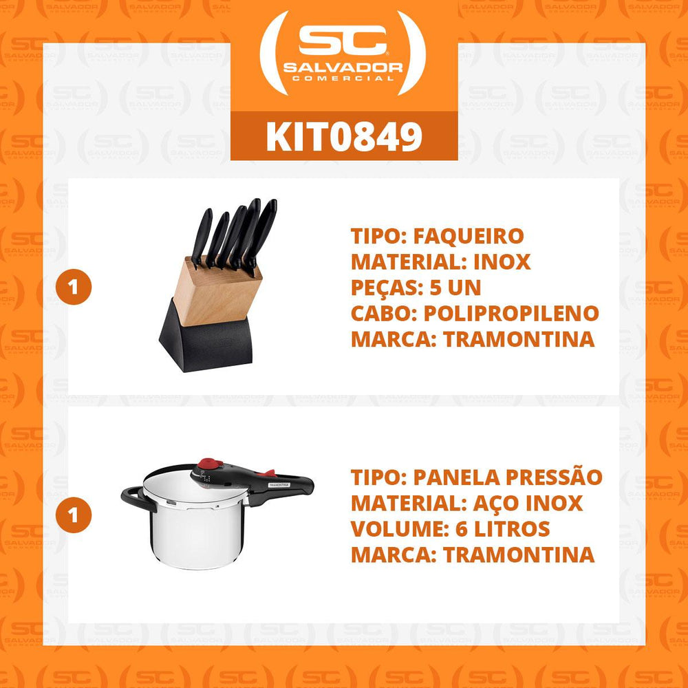 Kit Faqueiro Plenus 6 Peças + 1 Panela de Pressão Solar 6 Litros - Tramontina