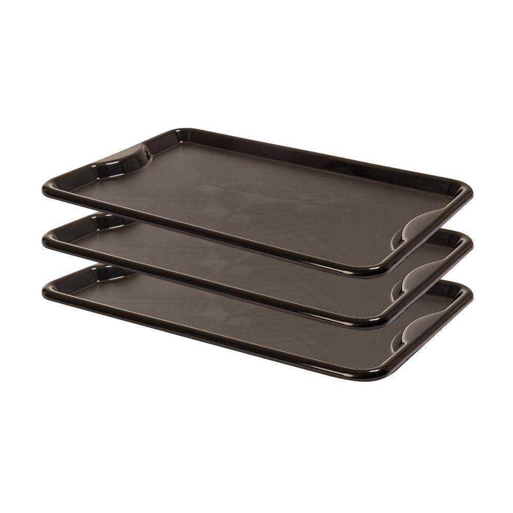 Conjunto 3 Bandejas Plásticas Self-Service Refeição 48x32,5x2 BR-100 Preta - Della Plast