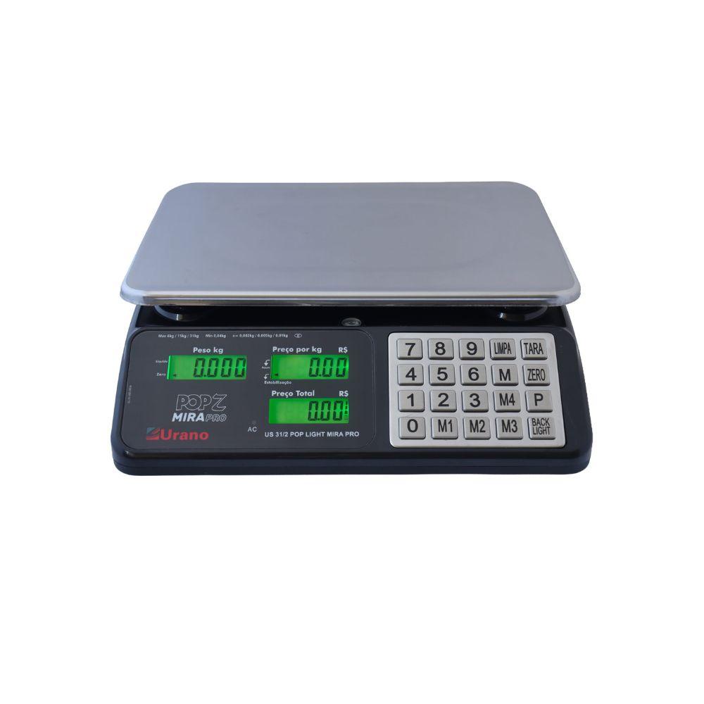 Balança Com Teclado Metálico us 31/2 31kg Bateria Pop-z Mira Pro Bivolt - Urano 22311000721