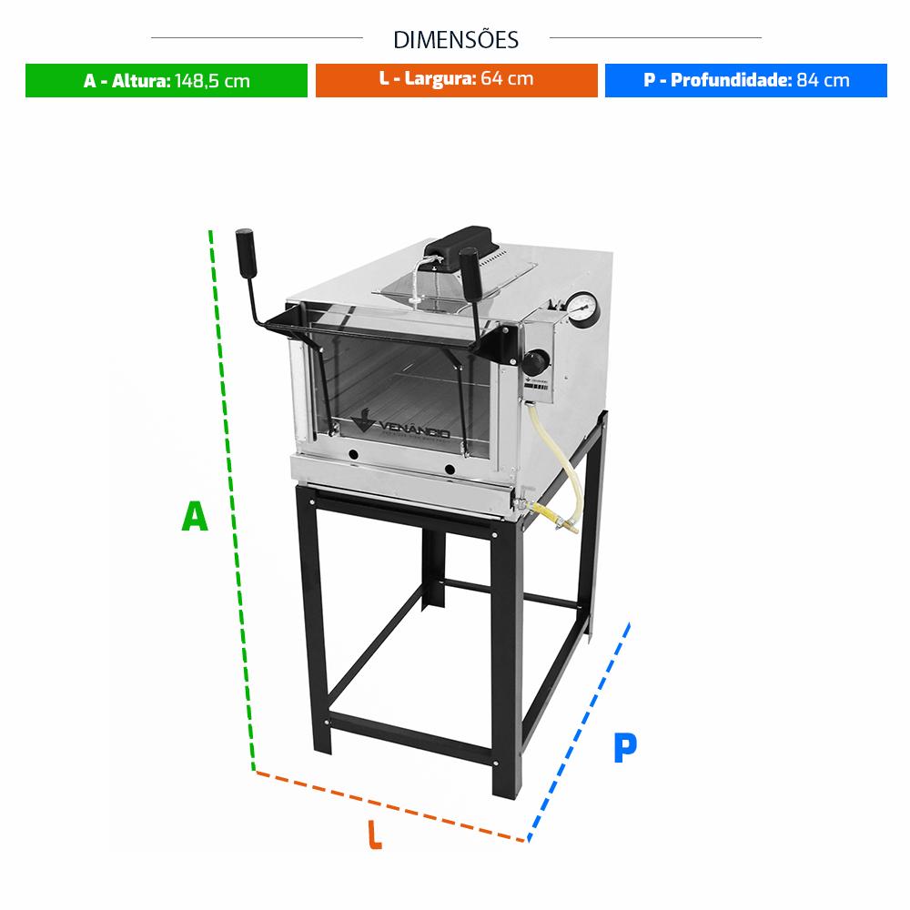 Kit - Forno Gás Industrial Roma Inox Infravermelho Firiv80 + Grade Extra