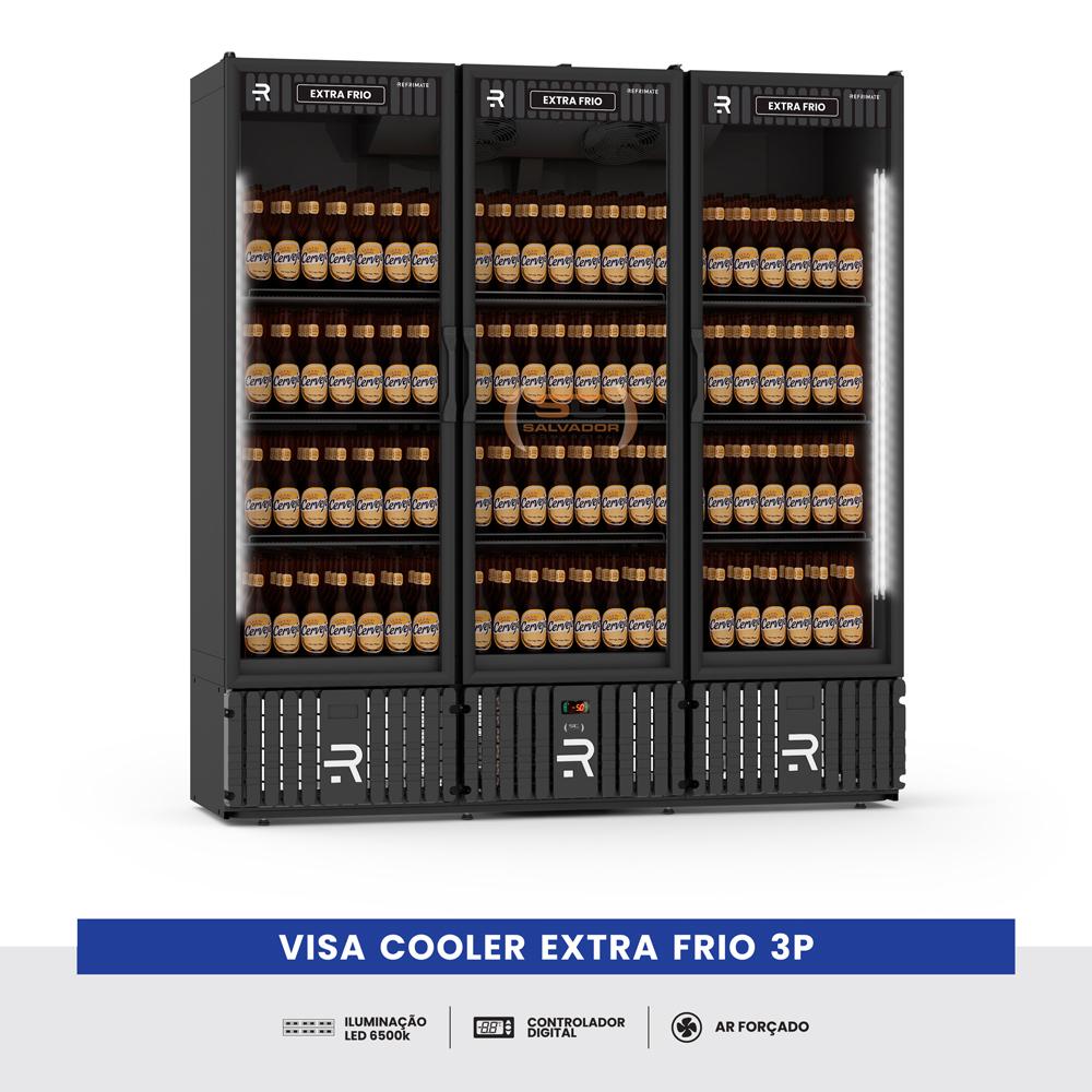 Visa Cooler Multiportas Extra Frio 1200l 3 Portas -5ºc Vcef3pb Black 220v - Refrimate