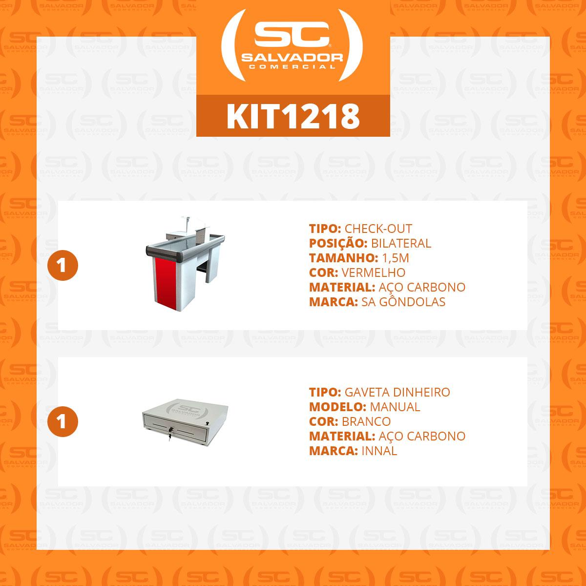 Kit - Caixa Supermercado Empacotador Check-out 1,5m Recorte + Caixa Dinheiro Manual Vermelho