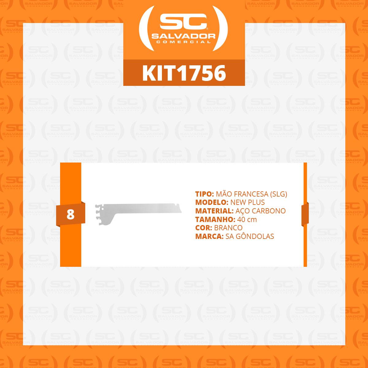 Kit 8 Mãos Francesas Apoio Para Bandeja 40cm SLG Gôndolas New Plus - SA Gôndolas