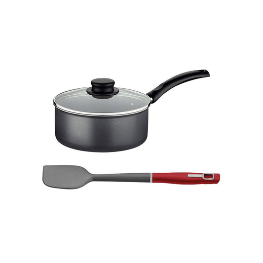 Panela Turim Antiaderente PTC3 16cm Chumbo e Espátula de Silicone Verano Vermelho - Tramontina