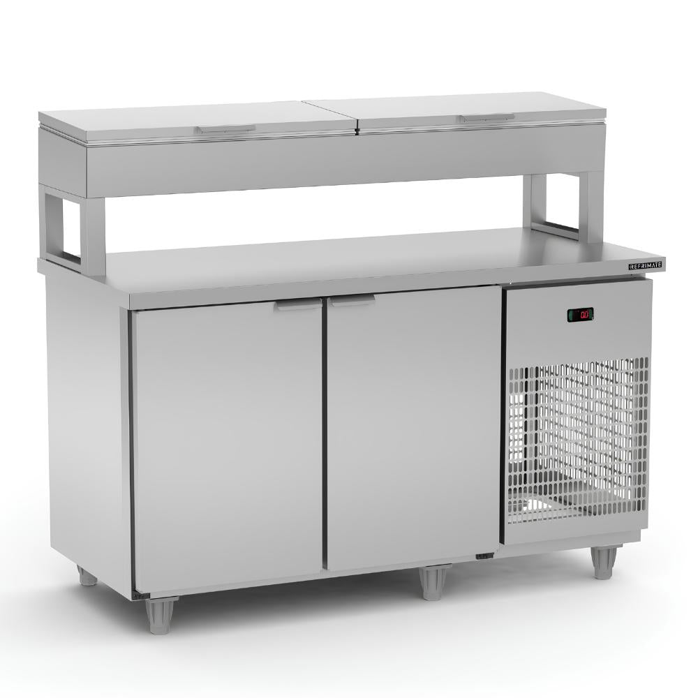Balcão de Seviço Refrigerado Condimentador 150cm Com 5 Cubas de 1/2 Bsrc1500 220v - Refrimate