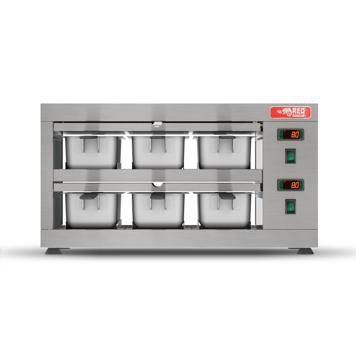 Conservador De Proteínas Profissional Digital 50 a 100ºC 1200W 6 Cubas 1/3 COPROH6 220V - Red Chameleon