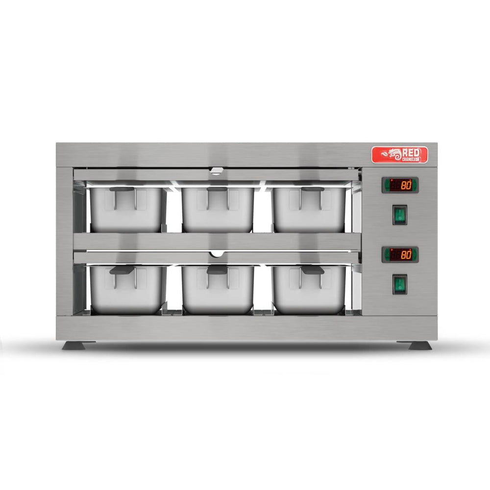 Conservador De Proteínas Profissional Digital 50 a 100ºC 1200W 6 Cubas 1/3 COPROH6 220V - Red Chameleon
