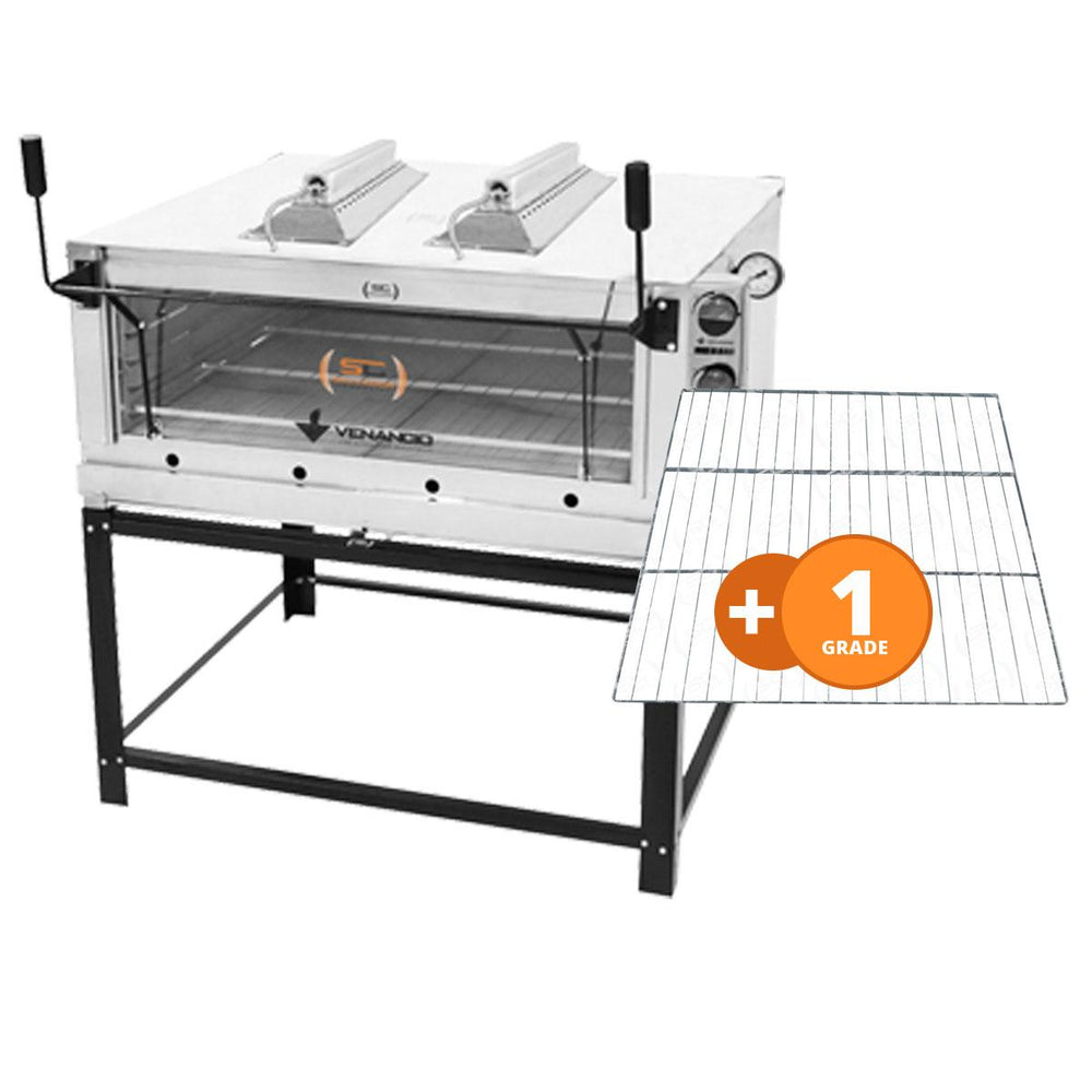 Kit Forno De Lastro a Gás Refratário Roma Inox Infravermelho FIRIV110 + Grade Extra
