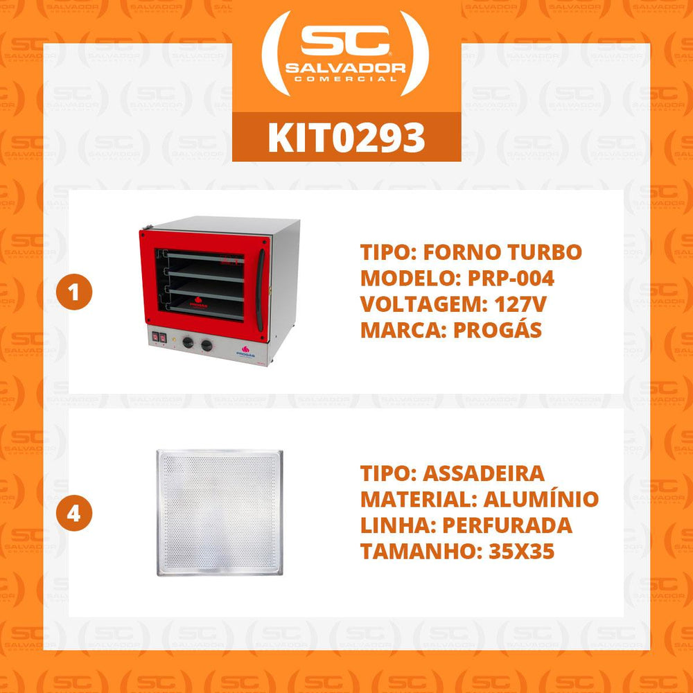 Kit Forno Turbo Elétrico PRP-004 127V Vermelho + 4 Assadeiras - Progás