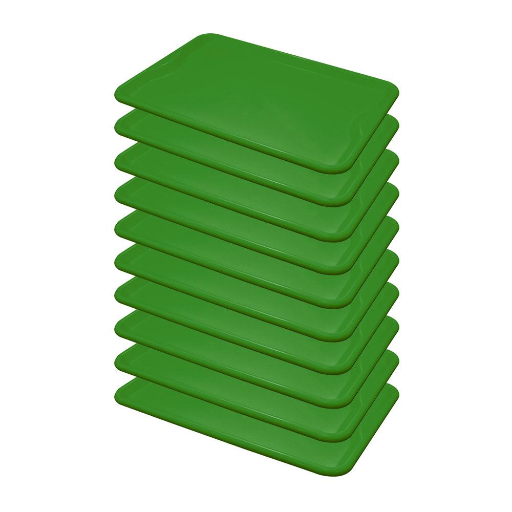 Conjunto 10 Bandejas Plásticas Self-Service Refeição 48x32,5x2 BR-100 Verde - Della Plast